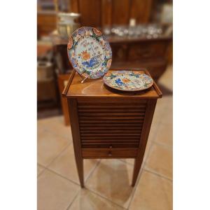 19th Century Directoire Bedside Table With Curtains In Walnut