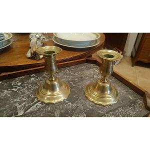 Pair Of Small 18th Century Bronze Toilet Candlesticks