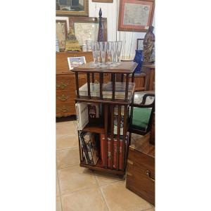 Terquem Rotating Bookcase In Solid Mahogany, Early 20th Century