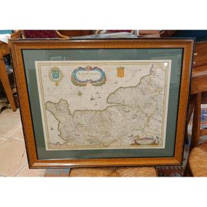 Framed 17th Century Map Of Normandy, Hondius