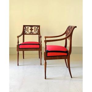 Pair Of German Neoclassical Armchairs