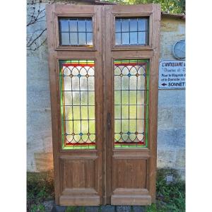 Pair Of Stained Glass Windows, Veranda Door, Winter Garden, Boutique Hotel, Room Divider, Decorative