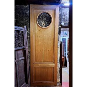 Original Stripped Wood Panel Door With Bullseye Medallion, Wardrobe, Decorative Cupboard 