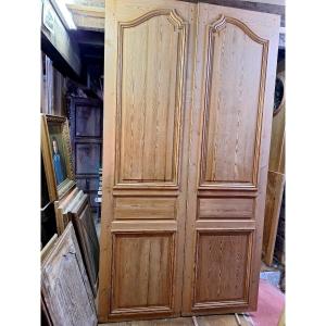 Pair Of Louis XV Style Doors, Stripped, 272x147 Cm, Beautiful Moldings, Wardrobe, Closet, Dressing Room, Woodwork