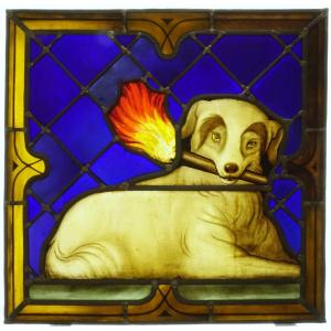 Stained Glass - Stained Glass - Dog Holding A Torch