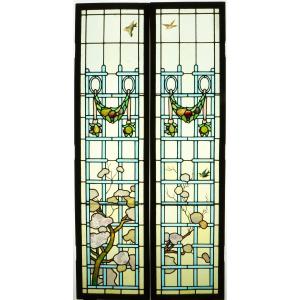 Stained Glass - Stained Glass - Art Deco Flowers And Sakura