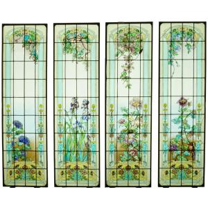 Stained Glass - Art Nouveau Flower Stained Glass