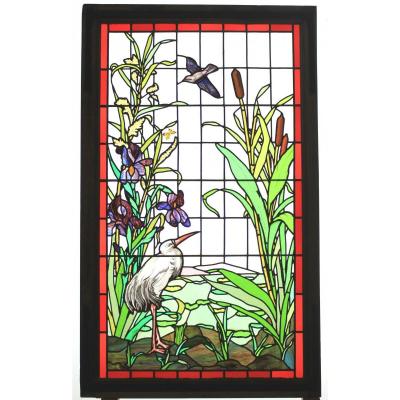 Stained Glass-bird, Iris And Rush