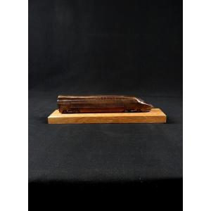 Bronze Tgv On A Wooden Base, A Scale Model Of The Tgv Sud-est From The 1980s