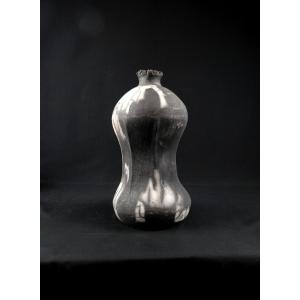 Contemporary Raku Stoneware Ceramic Bottle Vase Signed Kamel Boubekeur