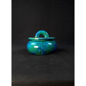 Paul Milet (1870-1950) Sèvres, Turquoise Blue Bonbonnière, Art Deco Period