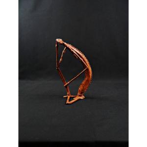 Dogon Nommo Bronze Statue With Brown Patina And Red Highlights, Mid-20th Century