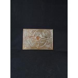 Bronze Plaque "peace" Signed Bernard Jobin, Abstract Decoration Of Doves