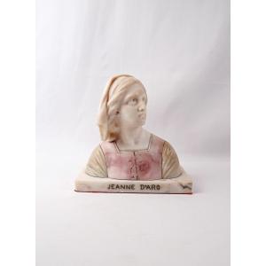 Bust Of Joan Of Arc Signed Giuseppe Bessi In Marble & Alabaster, Late 19th Century