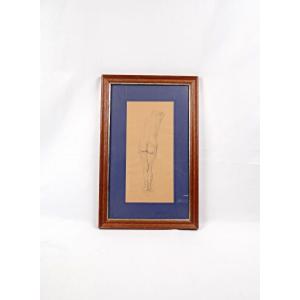 Study Of A Female Nude In Graphite, 51.5 X 33 Cm, French School, Early 20th Century