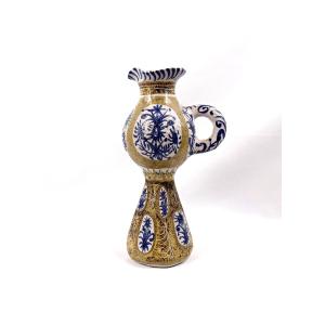 Keraluc Quimper Soliflore Vase Signed André l'Helguen Enameled Stoneware Pitcher Shape