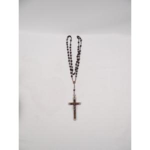Inri Rosary And Pectoral Crucifix Pendant In Metal And Ebony, Napoleon III Era
