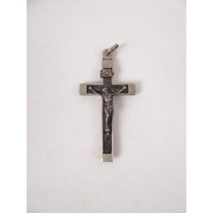 Inri Metal And Ebony Wood Pectoral Crucifix Pendant, Napoleon III Era