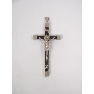 Inri Metal And Ebony Wood Pectoral Crucifix Pendant, Napoleon III Period, 19th Century