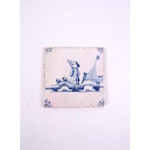 18th-century Delftware Tile Depicting A Hunting Scene With A Carabiniere Seen From Behind