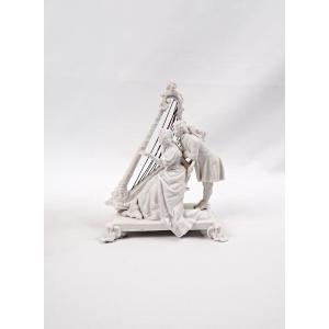 19th-century Biscuit Porcelain Group Depicting A Gallant Scene With A Harp In The Louis XVI Style