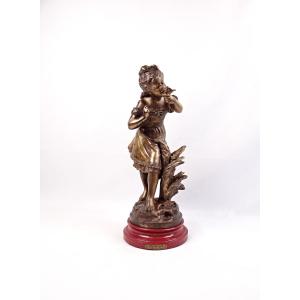 La Charmeuse Art Nouveau Allegorical Bronze Sculpture By Auguste Moreau Late 19th Century