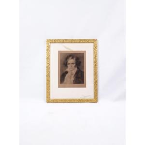 Engraving Of Beethoven Print Number 125 Signed Léa Wahl Fontaine Early XXth 1910