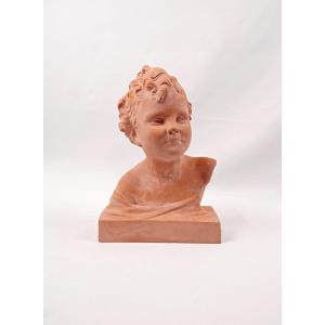 Art Deco Terracotta Bust Of A Boy Signed Ugo Cipriani Early 20th Century