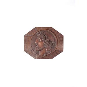 Art Deco Bronze Wall Plaque Of Christ Crowned With Thorns Signed M Thomas Early 20th Century