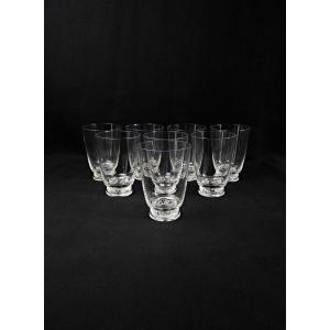 Lalique France Set Of 8 Crystal Glasses, Saint Hubert Model, 1950