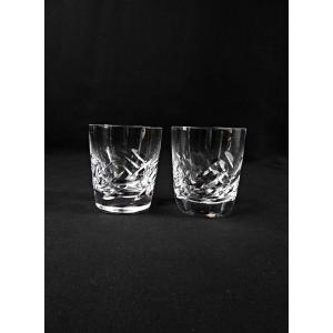 Lalique France Pair Of Crystal Whisky Glasses Artois Model Of 1950