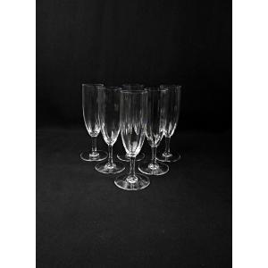 Baccarat Set Of 6 Montaigne Optic Crystal Champagne Flutes