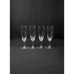 Baccarat Set Of 4 Montaigne Optic Crystal Champagne Flutes