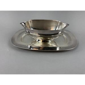 Art Deco Style Silver Metal Sauce Boat