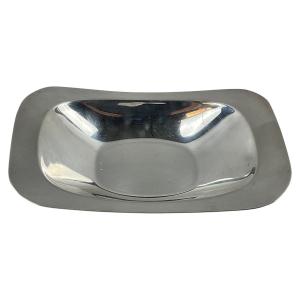 Art Deco Style Bread Basket In Silver Metal 