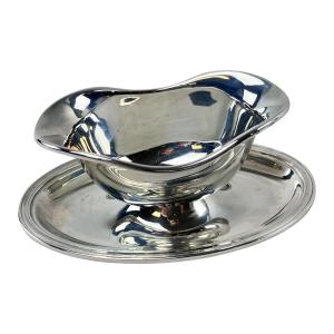 Silver-plated Sauceboat, Albi Model, Signed Christofle 