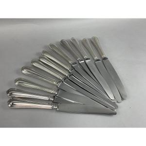 Twelve Christofle Spatours Model Table Knives