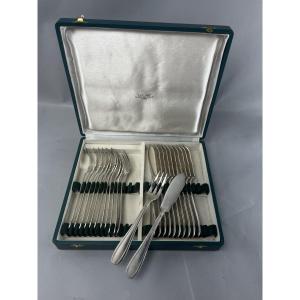 24 Art Deco Style Silver-plated Fish Cutlery Sets