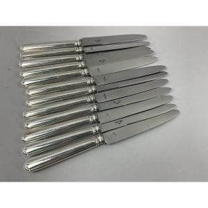12 Cheese Or Dessert Knives, Silver Handles
