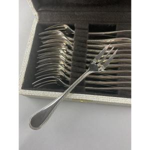 12 Christofle Perle Pattern Cake Forks 