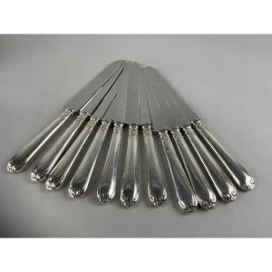 11 Table Knives Signed St Medard