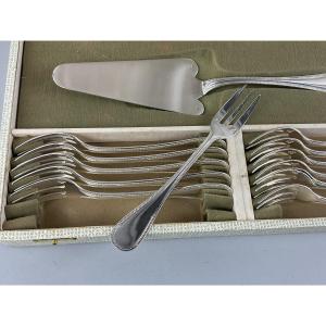 Twelve Christofle Perle Pattern Cake Forks 
