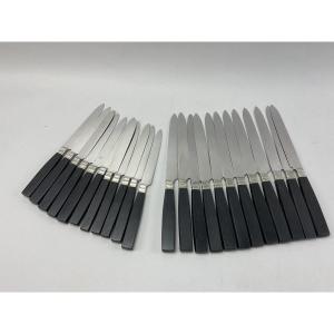 Table Knives And Cheese Knives With Ebony Handles 