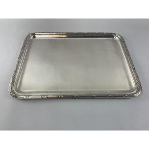 Christofle Serving Tray, Ribbon Cross Pattern