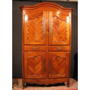 Cherry Cabinet 4 Doors 19th Louis XV Rennaise Breton Buffet 2 Body