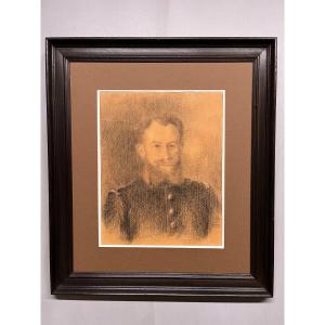 Charcoal Military Man Portrait 19th