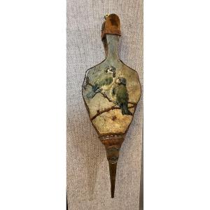 Fireplace Bellows Painted With Birds 19th