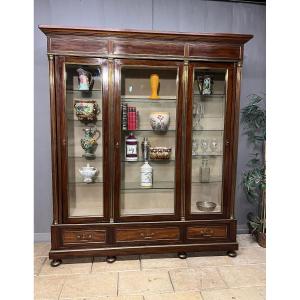 Louis XVI Mahogany And Brass Showcase Library