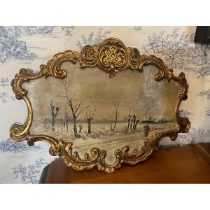 Winter Scene Painting On Terracotta Winter