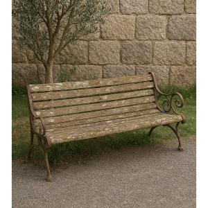 Large Wooden Garden Bench With Cast Iron Legs